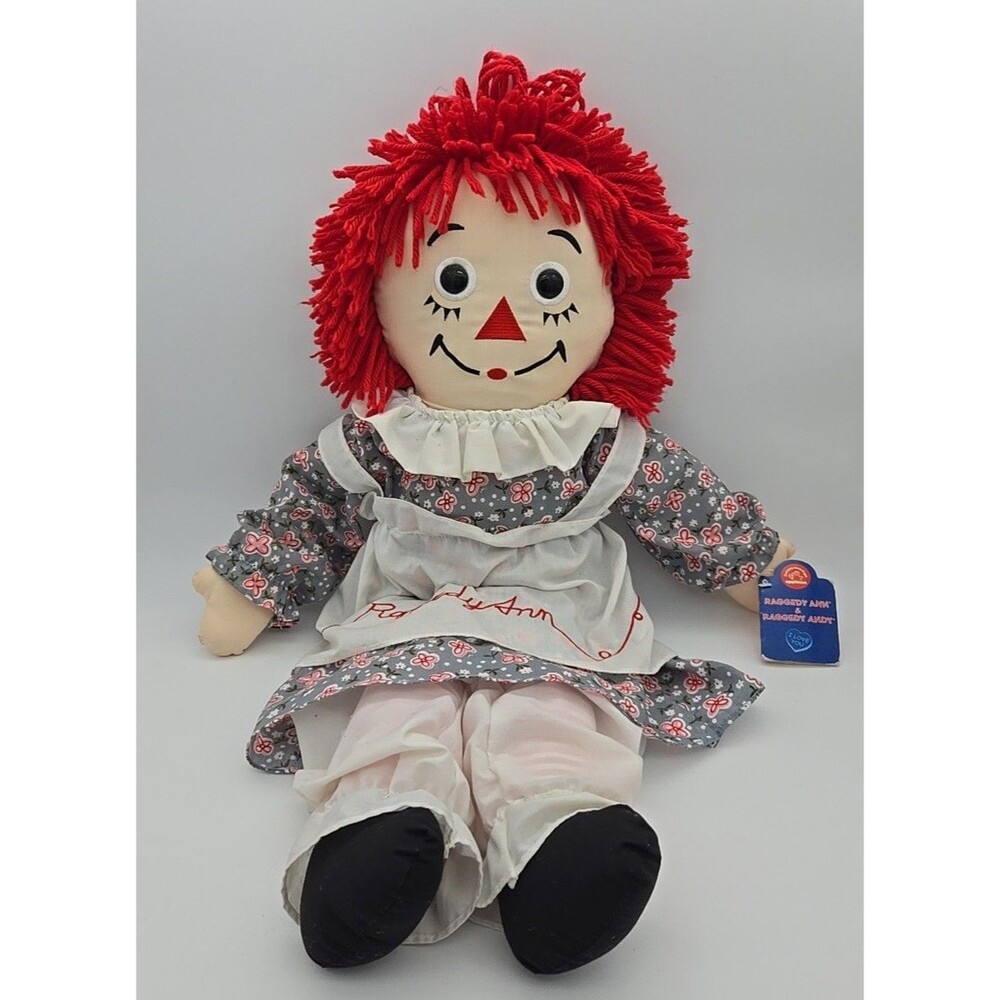 Applause Raggedy Ann 24" Cloth Plush Doll Embroider Face Button Eyes Hasbro Tag‎